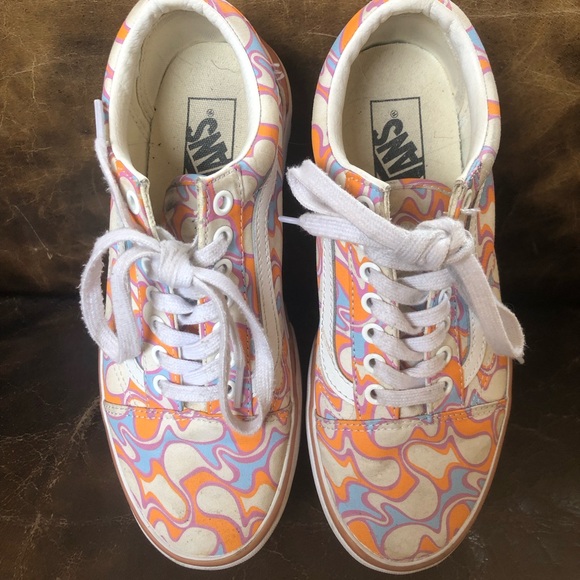 Vans Shoes - Vans Old Skool Stacked Platform Groovy Orange UV Ink Peace Sign Wmns 8 Men 6.5